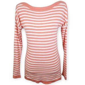 GAP PEACH & WHITE STRIPE SWEATER SZ.XS EUC